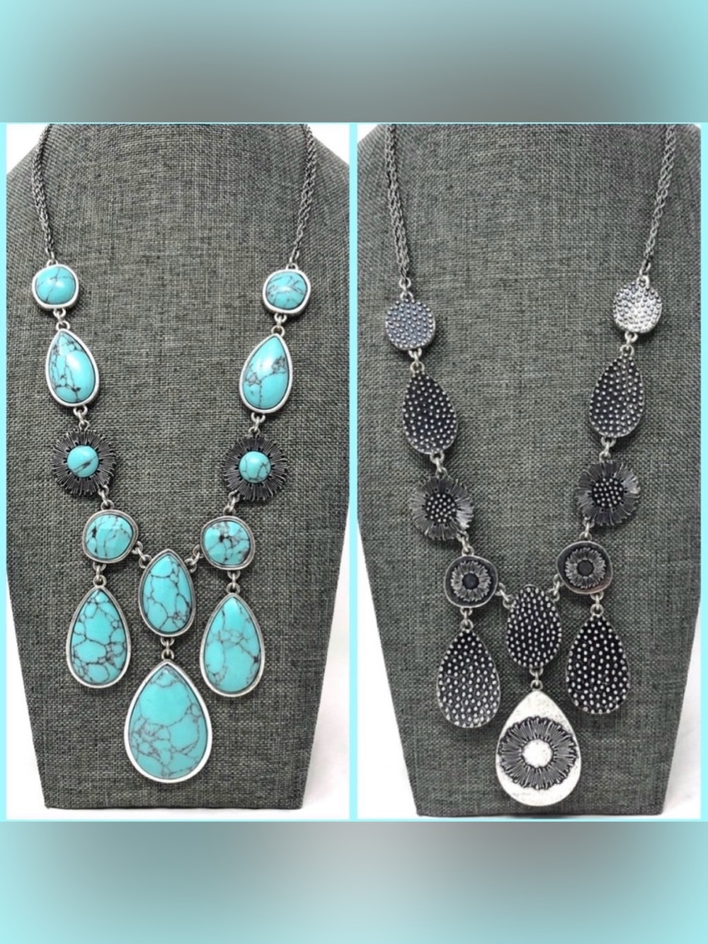 LUCKY BRAND faux turquoise reversible necklace, NWOT